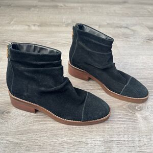 Cole Haan Grand Riona Ankle Bootie Slouch Back Zip Black Suede Womens Size 7B